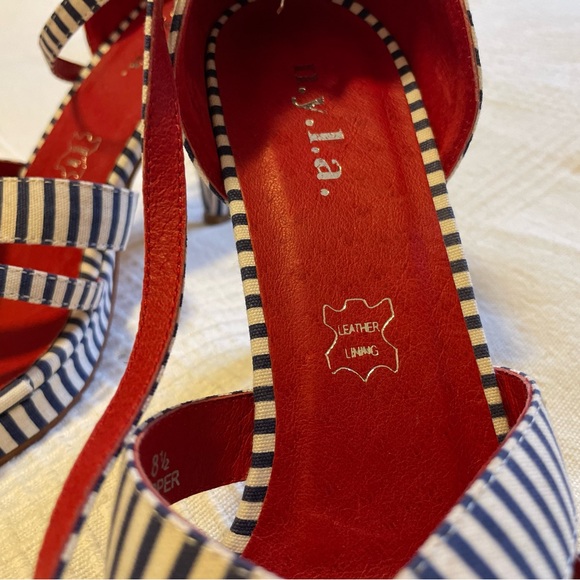 N.Y.L.A. Blue-Striped Heels - NWOT - Picture 3 of 9